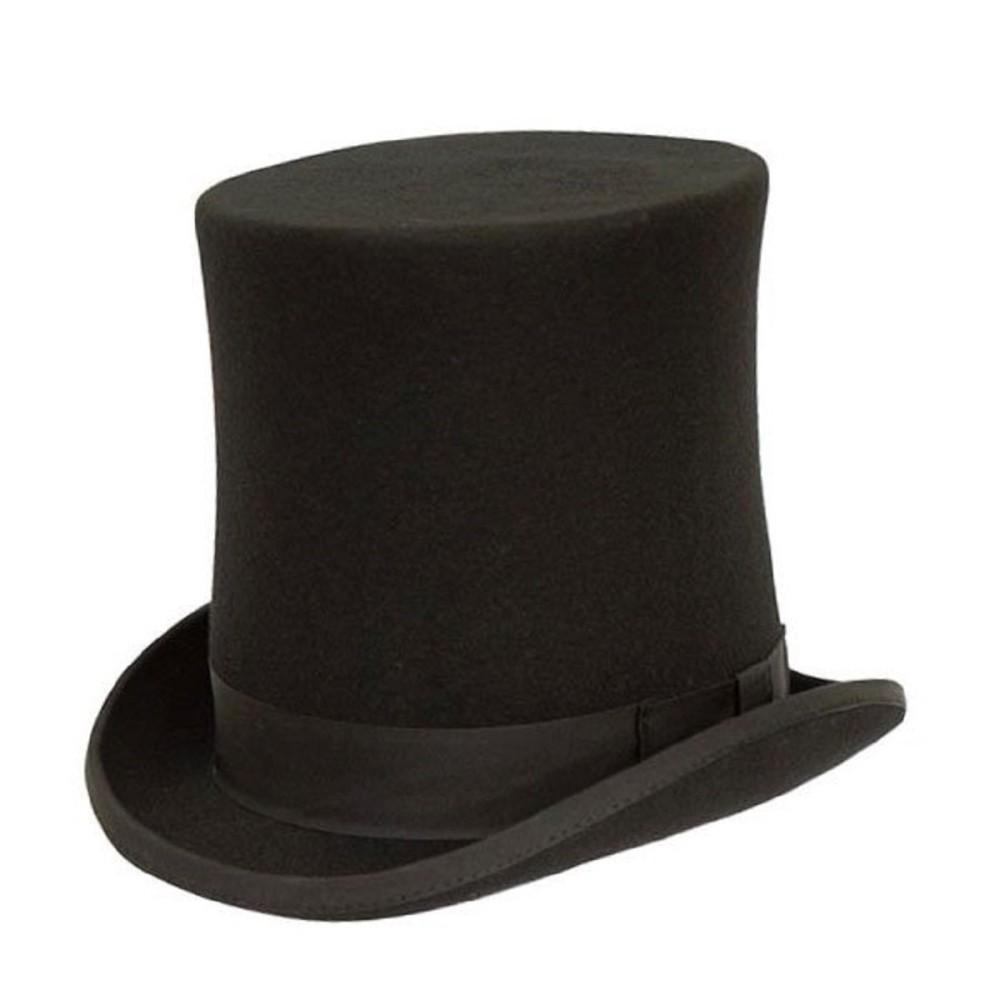 Black Wool Felt Top Hat - Denton Fashion TALLER Topper - Stovepipe Lincoln Style